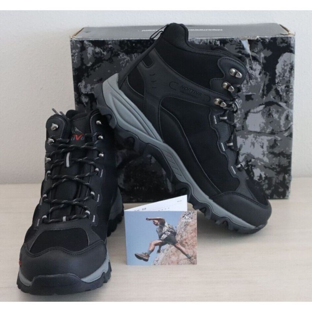 Nortiv 8 JS19004M Men’s Sz 11 Black Non-Slip Suede Waterproof Hiking Boots
